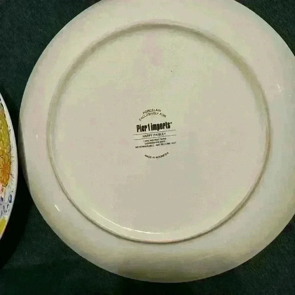 Pier 1 Imports Happy Paisley Dinner Porcelain Dinner 2 Plates Discontinued Rare
